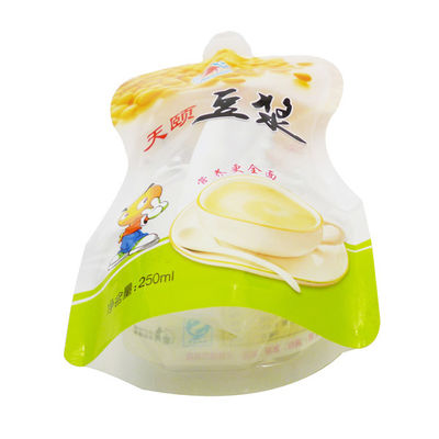 250ml 두유 Doypack은 인쇄되는 분사구 OEM를 가진 주머니를 위로 서 있습니다