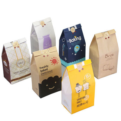 브라운 OEM ODM에 의하여 인쇄되는 Kraft 종이 빵은 35um-150um 간격을 자루에 넣습니다
