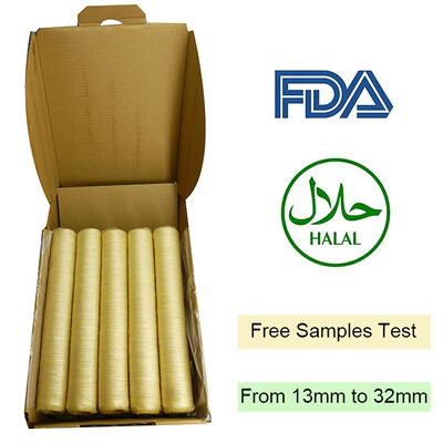 FDA 및 HALAL 인증 콜라겐 케이징 15m / 스트랜트 길이와 흡연 소시지을위한 우수한 연소 투명성